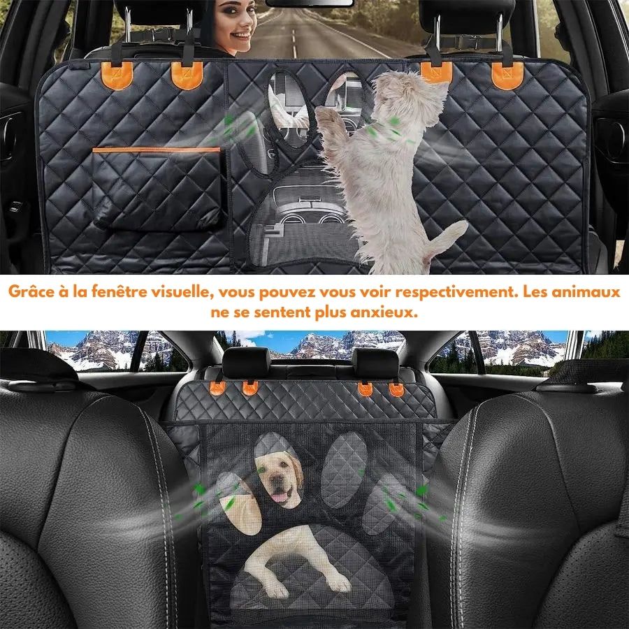 Dog Car Seat Cover for Back Seat, 100% Waterproof Dog Car Hammock with Visual Mesh Window and Side Zipper Car Seat & Door Protec